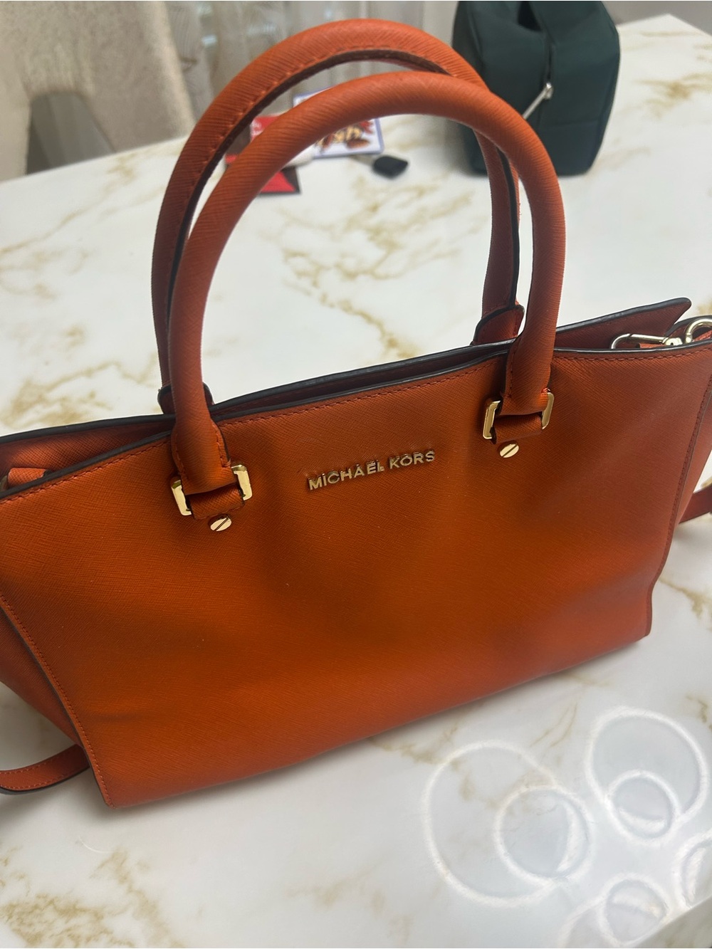Michael Kors Vibrant Orange Leather Satchel